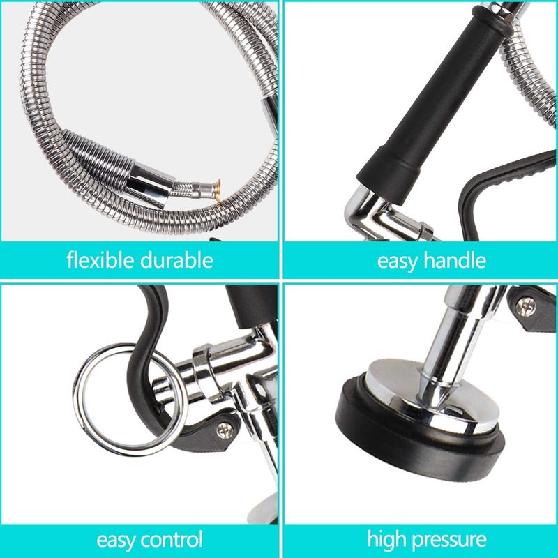 KWODE Pre-Rinse Hose with Spray Valve 44 Inch Flexible Stainless Hose with Sprayer Nozzle Head Replacement Kit for Commercial Kitchen Sink Faucet(Free Brass Adapter to Connect Add-on Swivel Spout) - Image 5
